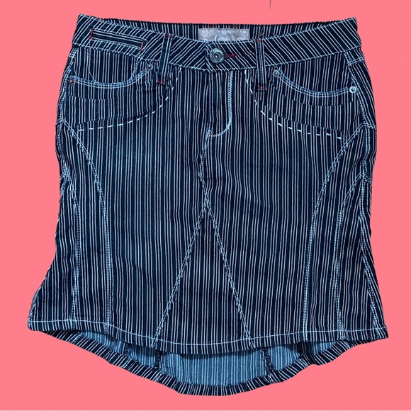 Candie's Dresses & Skirts - Vintage Y2K Candie's Pin Stripe Patched High-Low Stretch Denim Mini Skirt 7